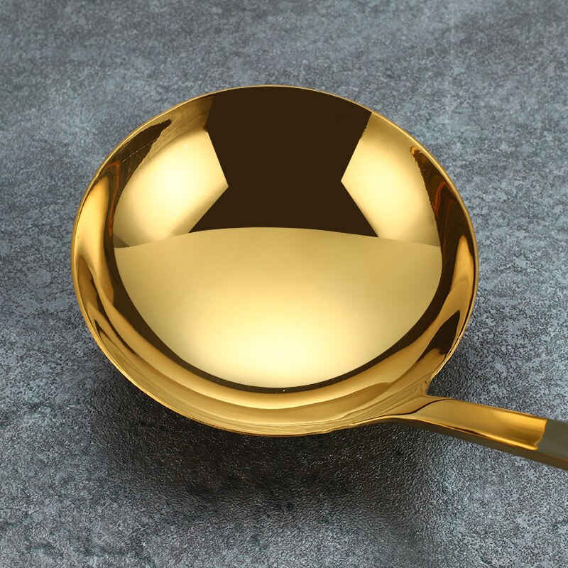 8-Piece Stainless Steel Cooking Tools Set Golden Kitchen Utensils Turner Soup Ladle Strainer Spoon Strainer Cookware