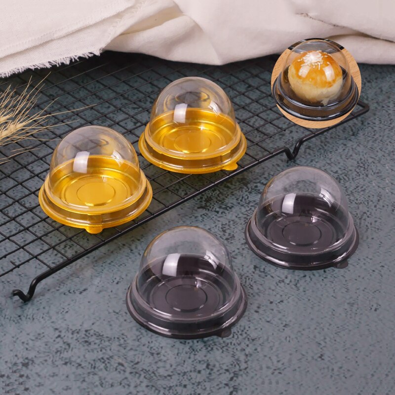 50 Stuks Ronde Mini Maan Cake Container Trays Wedding Party Favor Dozen Yolk Scherpe Verpakking Bakken Accessoires