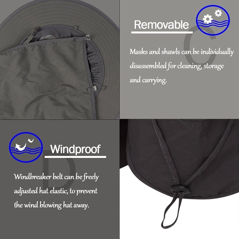 Outdoor Flap Cap Portable Sunshade Mouth Neck Cover Sun Hat Sportswear Accessories With Chin Strap