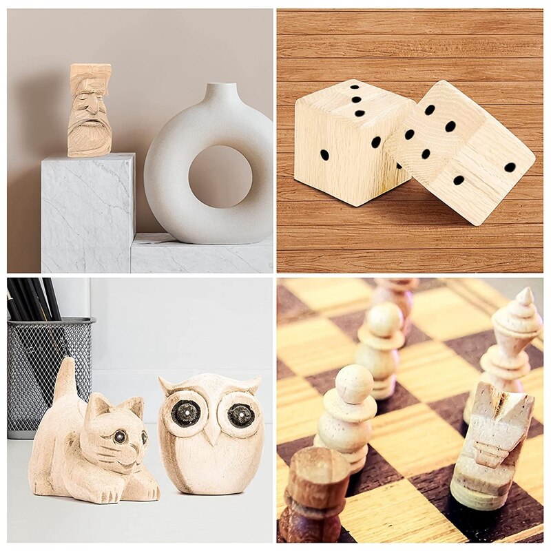 Large Carving Wood Blocks (10 Pack) 4 x 1 x 1 Inches Unfinished Basswood Project Craft Kit DIY Hobby Set for Beginners
