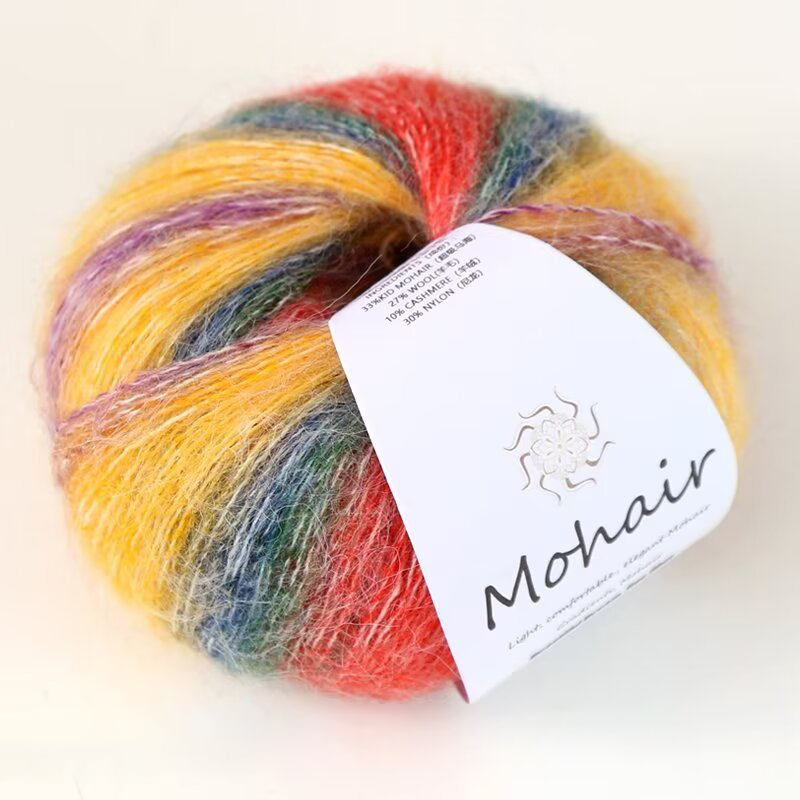 Ovillo de lana de Mohair degradado para tejer a mano, hilo de ganchillo suave y cálido, segmento de lana de bebé, hilo teñido para suéter, sombrero y bufanda, 25g por bola: Gris oscuro