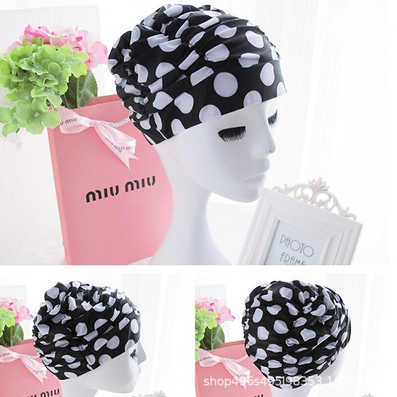 1Pc Hoge Elastische Badmuts Mannen Vrouwen Gratis Grootte Solid Bloemen Gedrukt Lange Haar Sport Zwemmen Zwembad Hoed Nylon tulband: 17