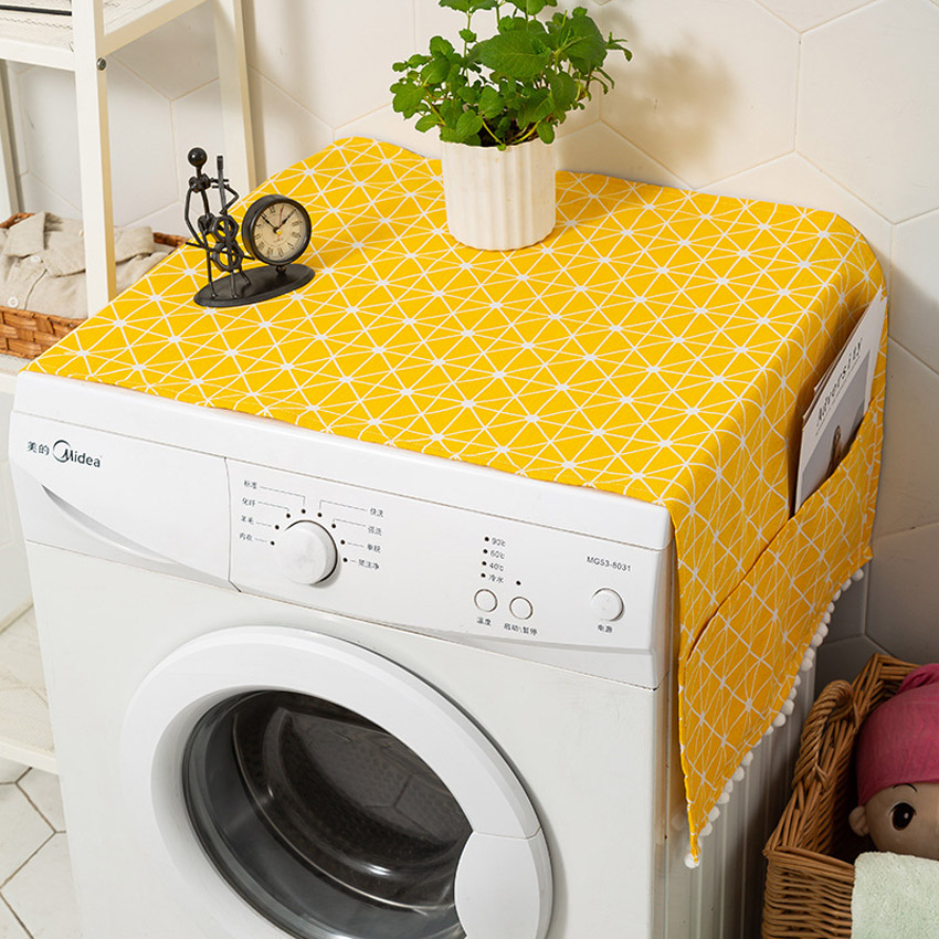 Geel Geometrische Printing Stofdicht Cover Katoen Linnen Wasmachine Koelkast Magnetron Nachtkastje Decoratie