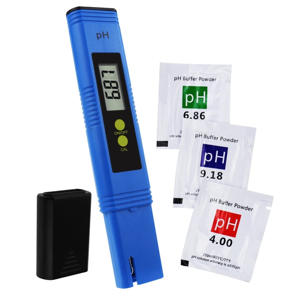 Medidor de PH Digital LCD de alta precisión, probador de agua para agua, comida, acuario, piscina, hidropónica, tamaño de bolsillo, 0-14 PH 0,01: Azul