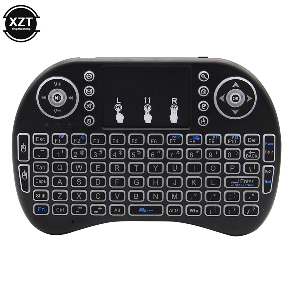 Miniteclado inalámbrico i8 retroiluminado, 3 colores, 2,4 ghz, inglés, Air Mouse con Touchpad, para ordenador portátil, TV, Android, decodificador, uso de batería AAA