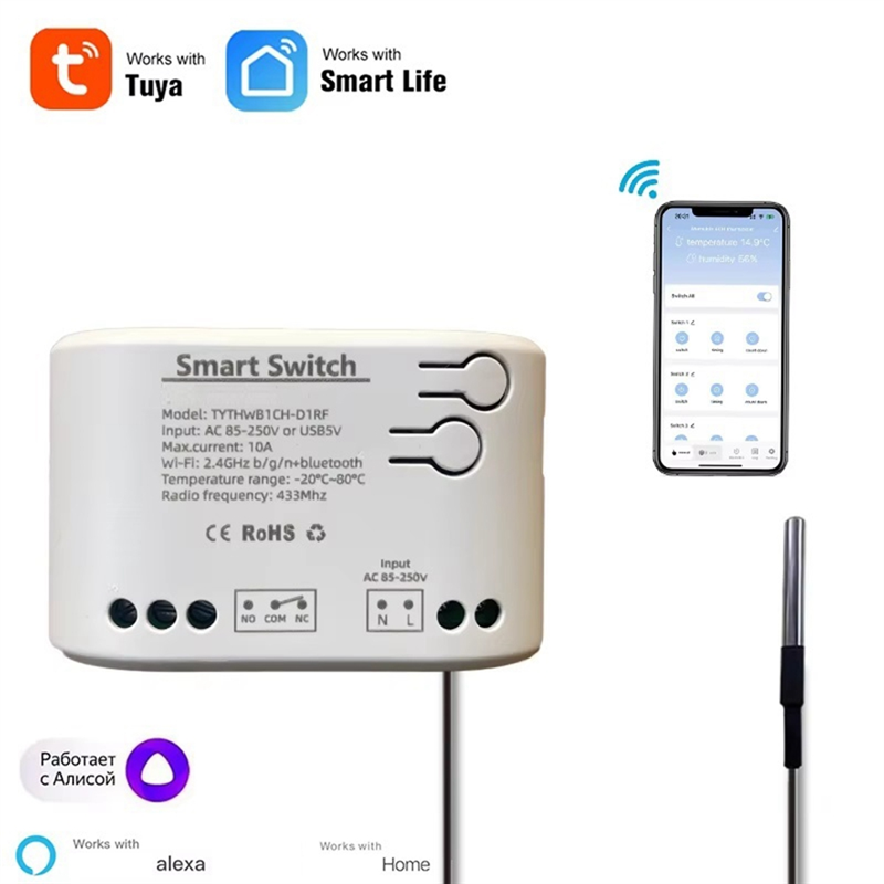 ABAC-accorto Interruttore di Temperatura Interruttore Intelligente con Sensore di Temperatura Tuya Wifi Interruttore Wifi Interruttore Relè Tuya accorto interruttore AC 85-25