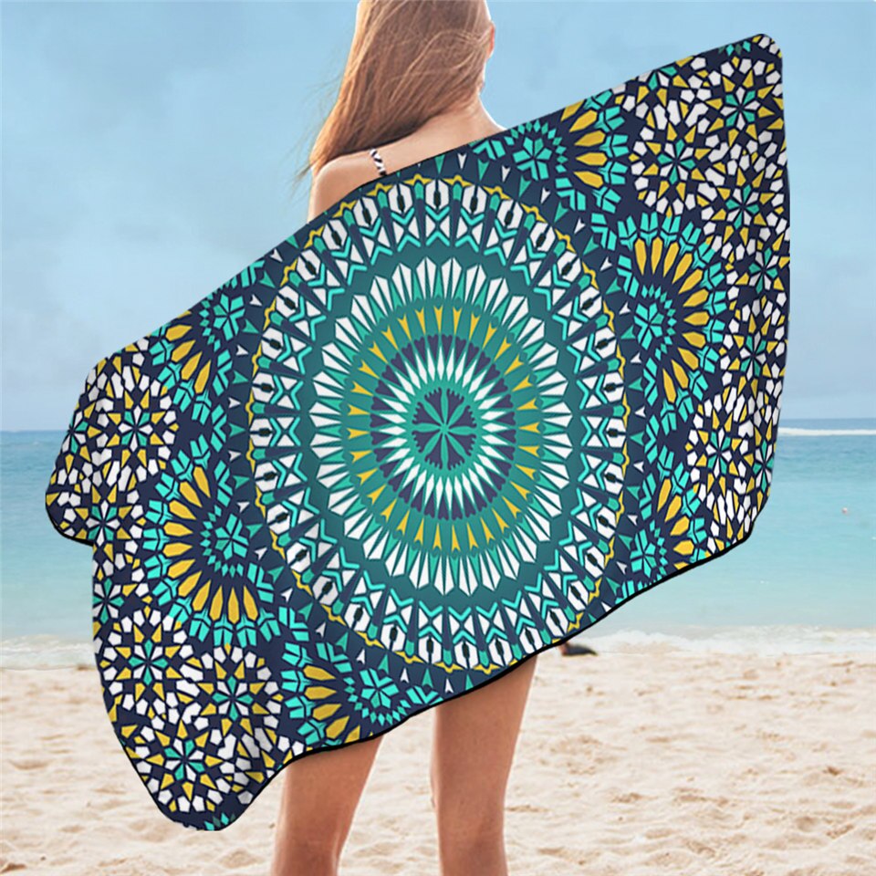 BeddingOutlet-Toalla de baño con Mandala para adultos, toalla de playa con flores coloridas, toalla de ducha de microfibra Bohemia para chicas, 75x150cm: 8