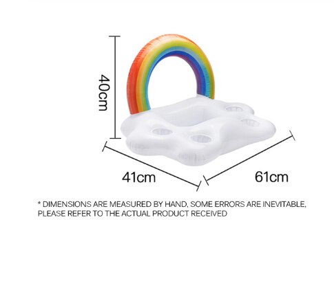 Cubo de de verano, portavasos de nube de arco iris, flotador inflable para piscina, Enfriador de cerveza, mesa, Bar, bandeja de playa, anillo de natación: 60x40x41cm