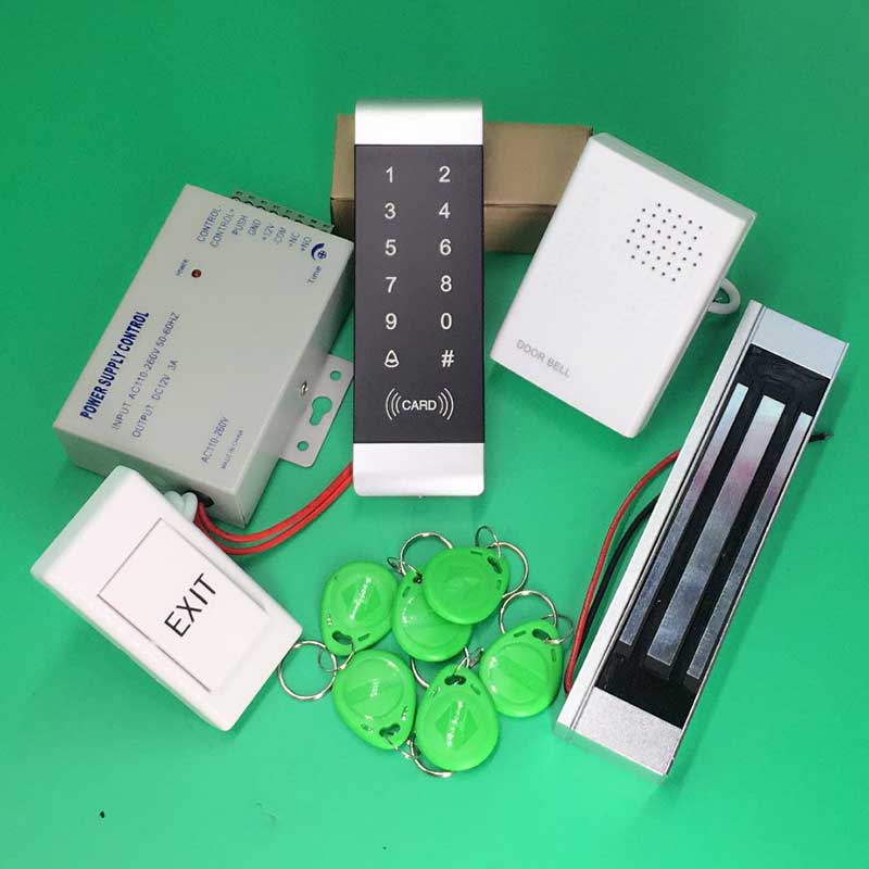 180kg 350Lbs Electric Door Lock Set+Exit button+Card Keytab+Power Supplier Touch Keypad Access controller