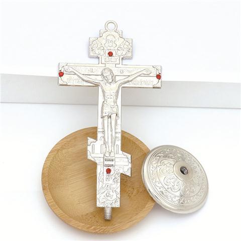 Vintage Russische Orthodoxe Kerk Icoon Cross Home Kerk Auto-interieur Prachtige Ornamenten Decoratie Ornamenten Religieuze: Pure White