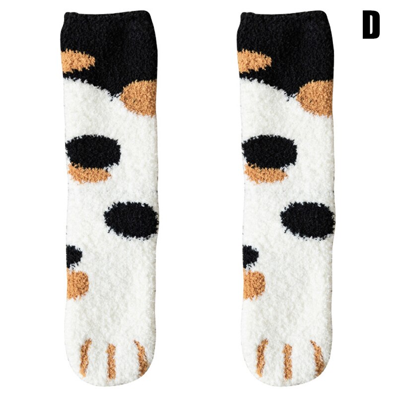 Women Plush Fleece Socks Cartoon Cat Claws Thickened Autumn Winter Warm Socks WHShopping