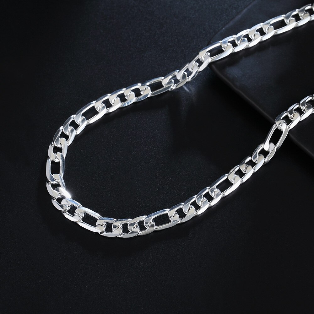 Speciale Aanbieding 925 Sterling Zilveren Ketting Voor Vrouw Mannen 8Mm Platte Geometrie Ketting Party Klassieke sieraden