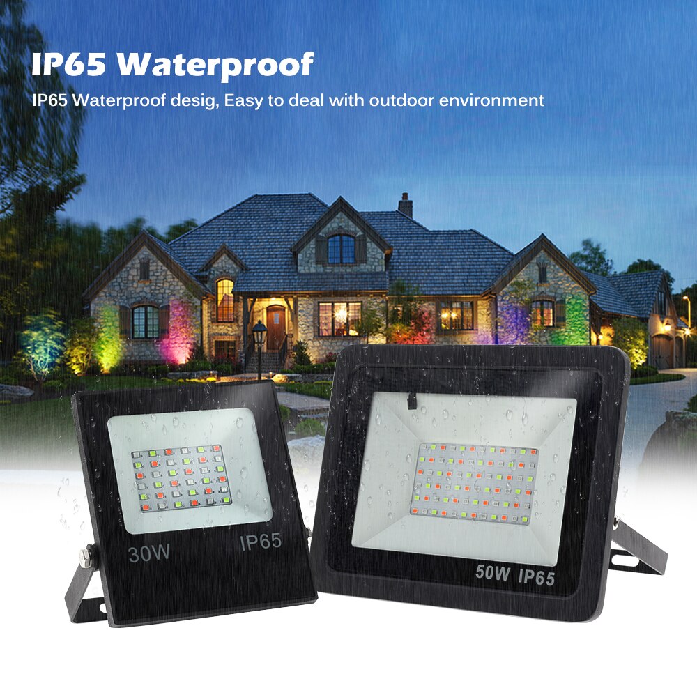 RGB LED Spotlight AC220V 30W 50W 100W RGB LED FloodLight with 24Key IR Remote IP65 Waterproof Outdoor Landscape Lighting.