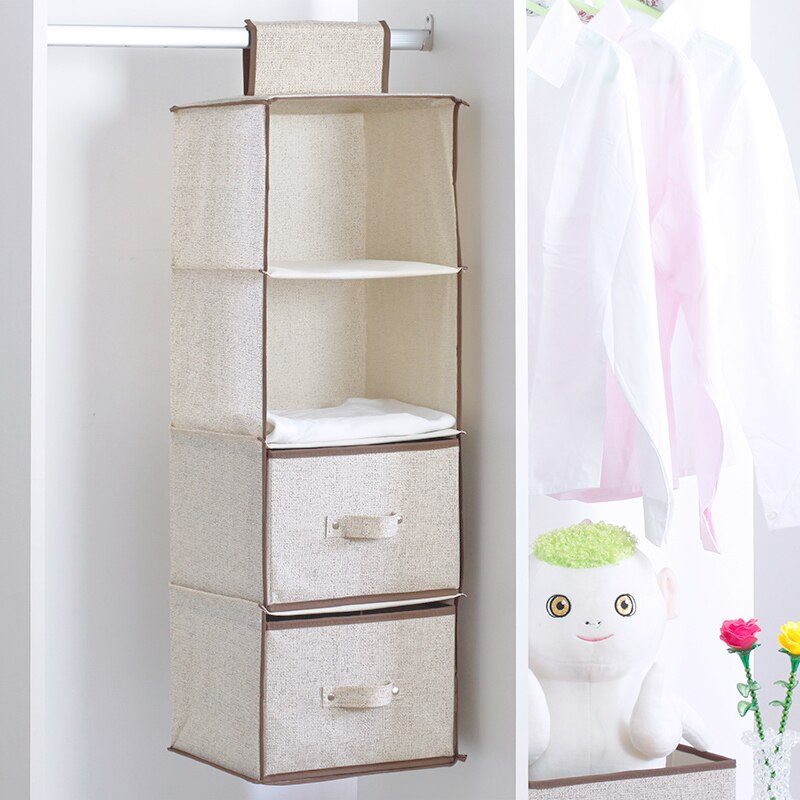 Hanging Closet Organizer Storage 6-Shelf, Easy Mount Foldable Hanging Closet Wardrobe Storage Shelves,Shoes Accessories Storage: 4 shelves27X27X80B