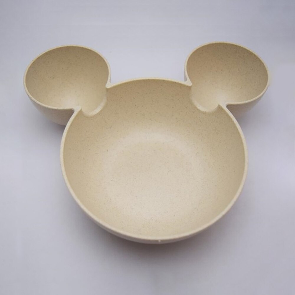 Sarjakuva vauvan astiasto infant food dining children bowl feeding set wheat straw kids dining plate: Beige