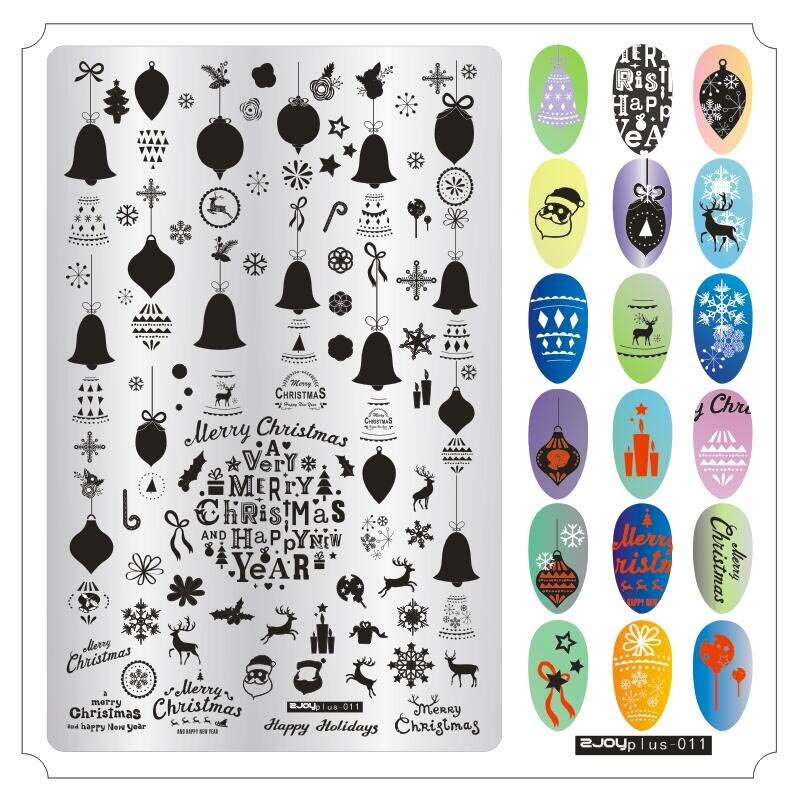 Nagel Stanzen Platten Weihnachten Schneeflocken Elch Glocke Santa Claus Winter Nail art Stempel Vorlage Bild Platte Schablone Maniküre Werkzeug