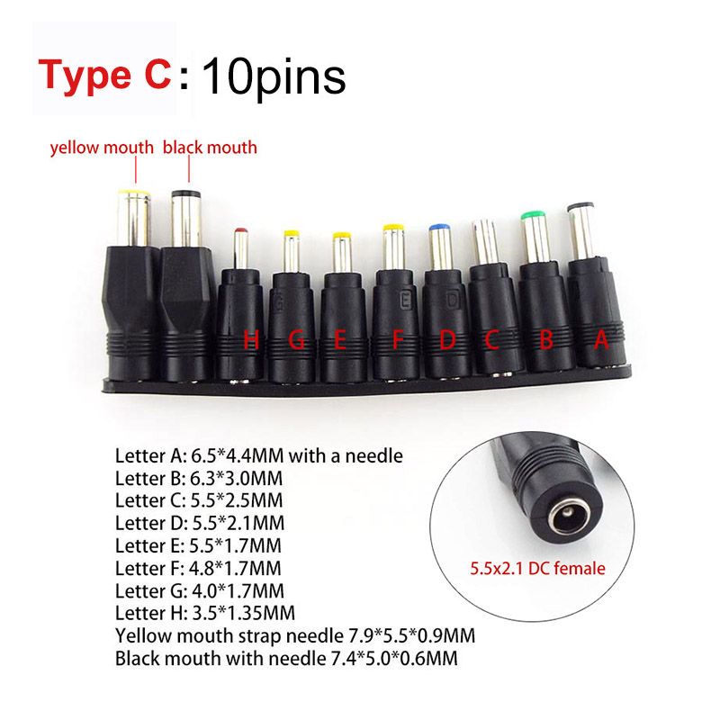 Universal- 5,5mm x 2,1mm Gleichstrom buchse zu Stecker Wechselstrom stecker Adapter Tipps Anschluss sätze für Laptop-Ladegerät Klinken sätze: Weiß