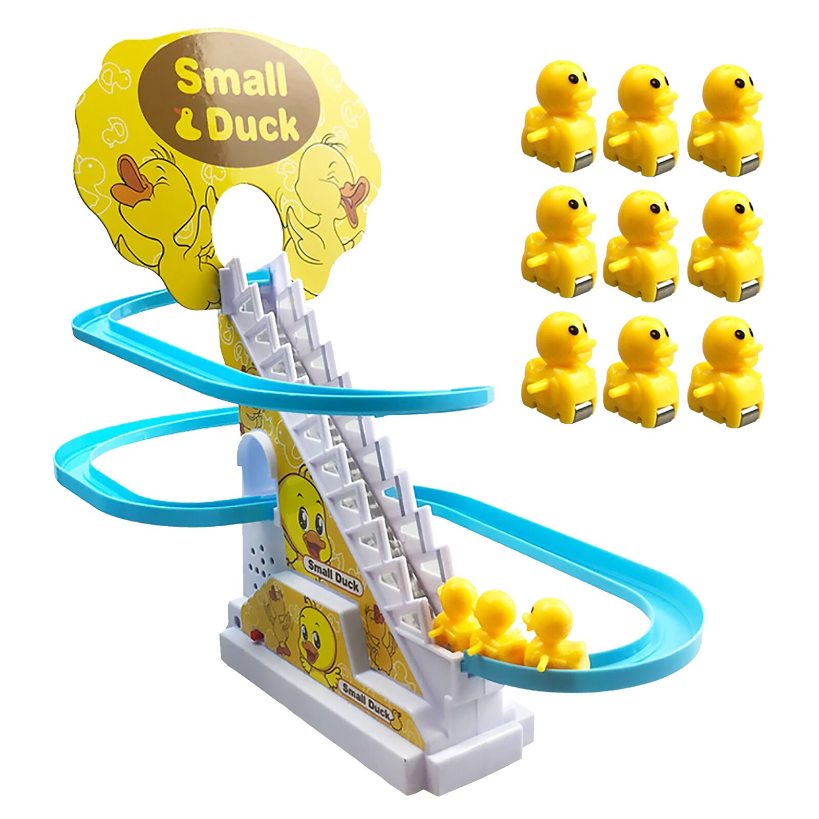Jouets électriques d&#39;escalade de canard, montagnes russes pour enfants, ensemble de jouets de train de dessin animé, canards, musique électrique, rouleau coulissant: Charging