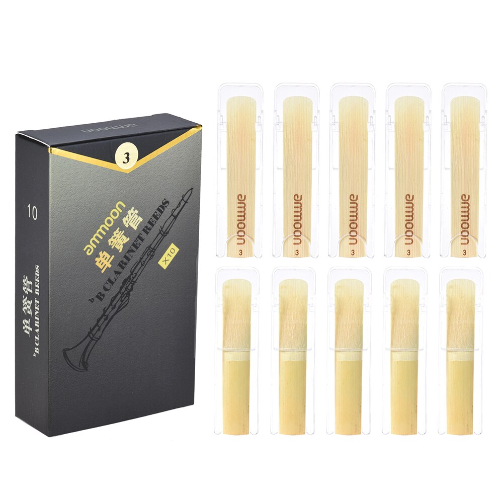 Ammoon Bb Clarinet Reeds - Strength 2.0, 2.5, 3.0 - 10 Pack - Bamboo: Strength 3.0