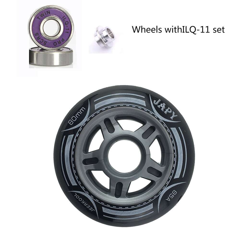 8PCS 100% Original JAPY Inline Skate Wheels 85A Hardness 80mm Slalom Sliding Roller Skating Tires For SEBA Powerslide Patines: black ILQ-11 set