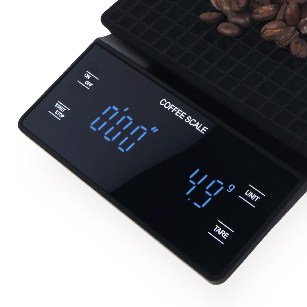 0.1g digitale kaffevægte med timer elektroniske vægte madbalance måler vægt køkken kaffevægte