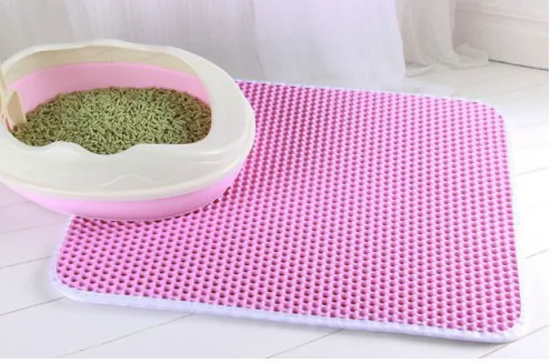 Katzenstreu matt Mit Doppel Schicht Wasserdichte Haustier Katzentoilette matt Rutschfeste Sand Katze Pad Waschbar Bett matt saubere Pad Produkte: 40cm / Rosa