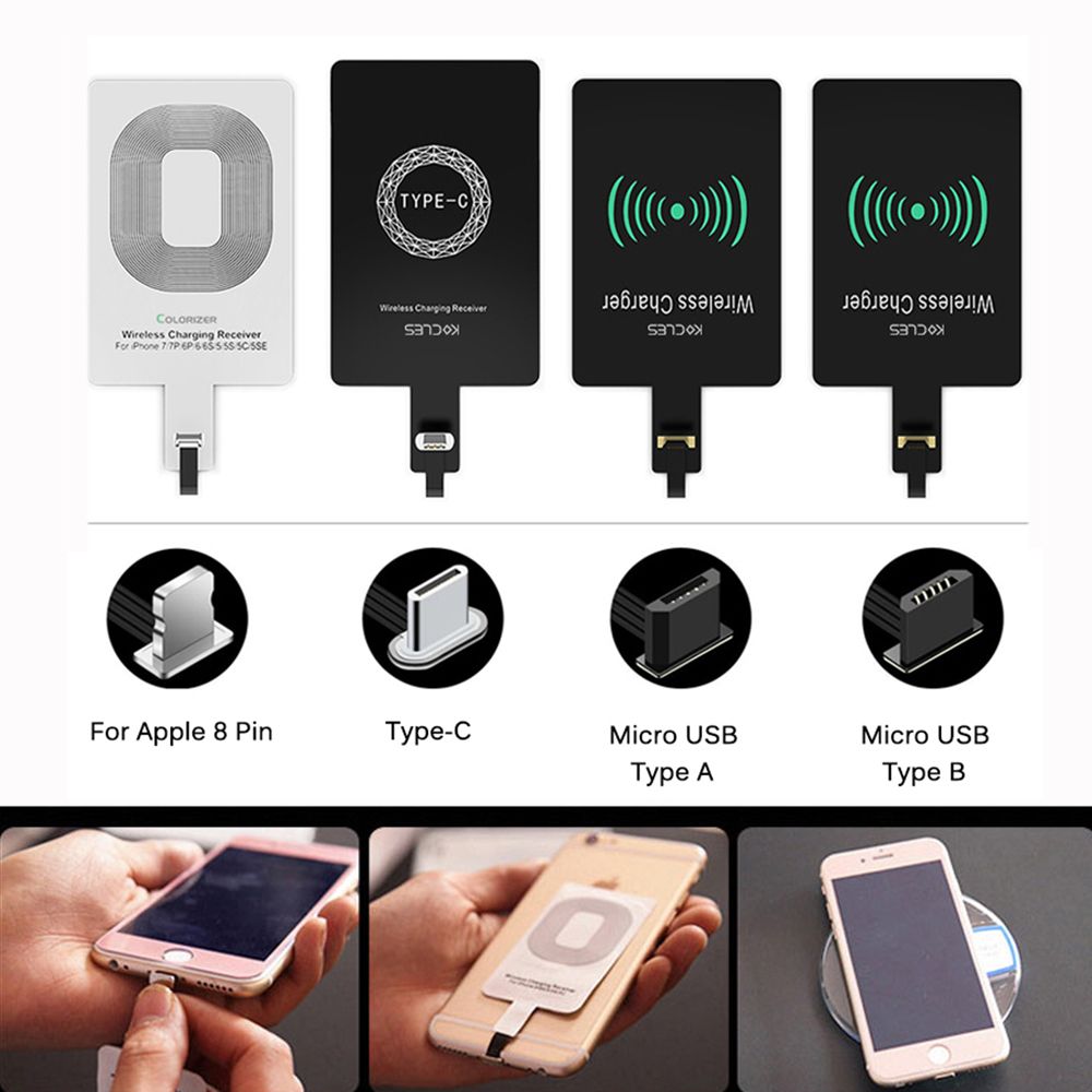 Pad For iPhone 5 5S SE 6 6S 6Plus 7 Plus Adapter Qi Wireless Charging Charger Charge Coil Receiver