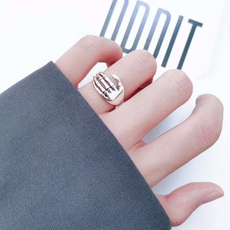 Anelli aperti a mano scheletrici in argento sterling 925 per le donne Accessori natalizi per gioielli di design di lusso per feste