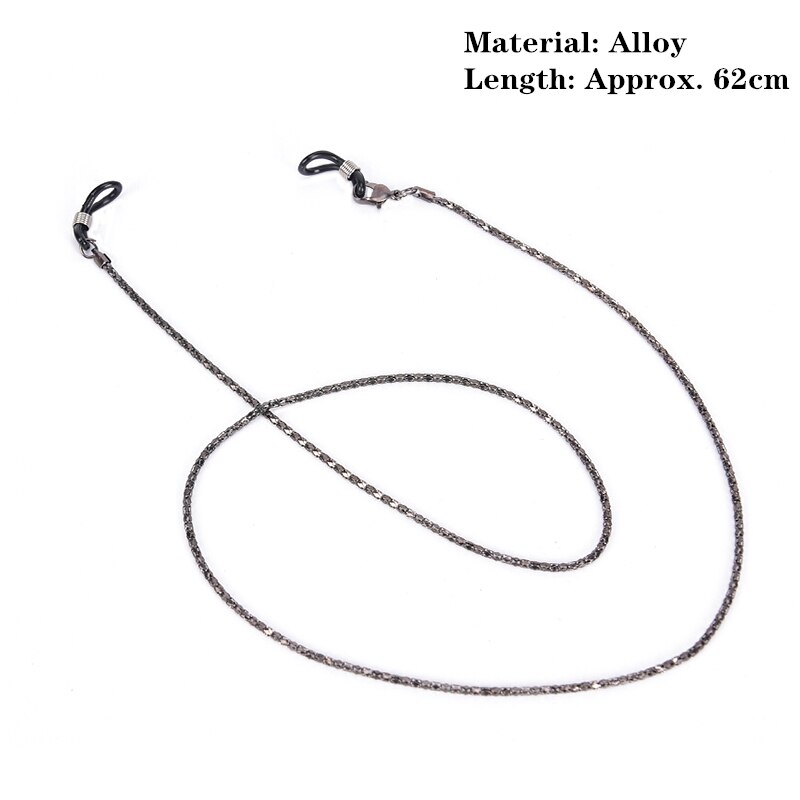 Goud zilver metalen brillenketting band brillenkettingen glazen kralen brillenkoorden koordhouder brillenkoorden: Nr. .3 -  zwart