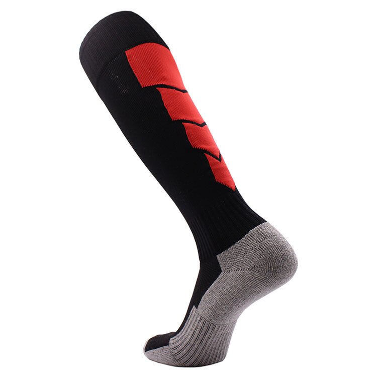 Brothock fußballsocken handtuch unten kinder Baumwolle fußball socken strümpfe streifen muster nylon Verdicken herren sport socken: Black / S 29-34 kids