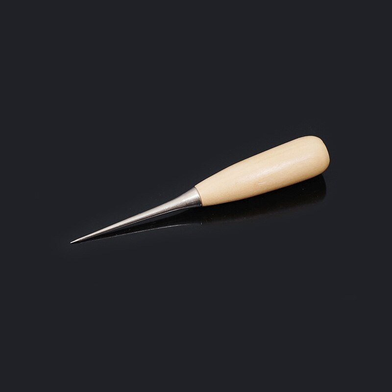 1 PCS Leather Stab Tool DIY Gadget Wood Handle Drillable Awl Round Solid Beech Tool for Leather Craft