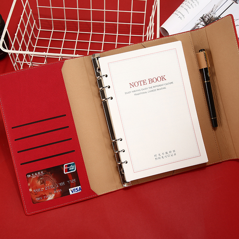 A5 Clipboard Folder Padfolio Business Leather Organizer School Office Organizer 6 Ring Binder Manager Writing Pads Portfolio