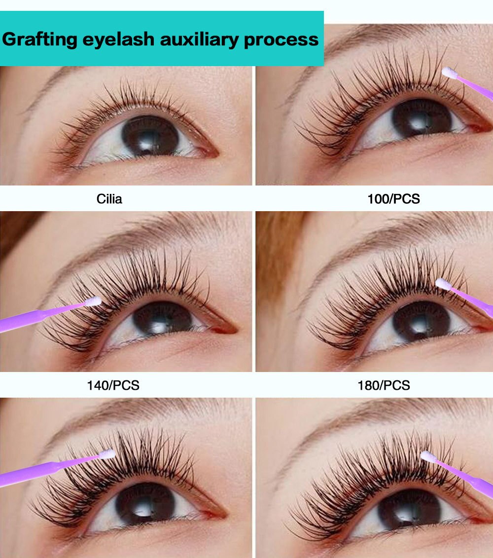 100Pcs L/M/S Durable Micro Individual Eyelash Grafting Extension Kit Lash Cleaning Removing Stick Makeup Cotton Swab with Box