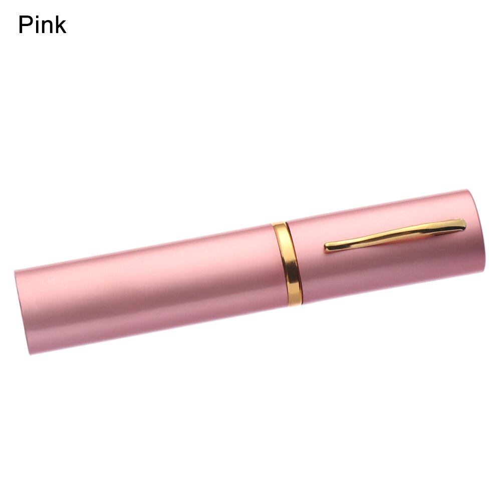 Kvinder mænd bærbare mini aluminiumoxid blyant briller boks metal mini bærbare læsebriller solbrille etui briller protecto: Lyserød b