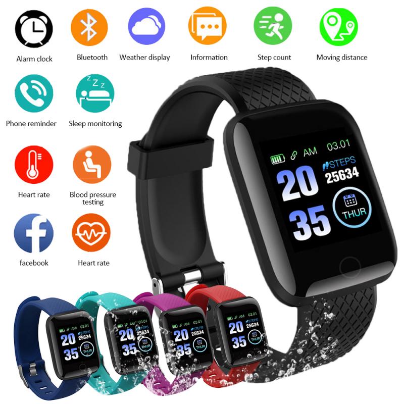 Smart Horloge Bluetooth Hartslag Zuurstof Bloeddruk Sport Fitness Tracker 116 Plus Smart Armband Bloeddruk Horloge