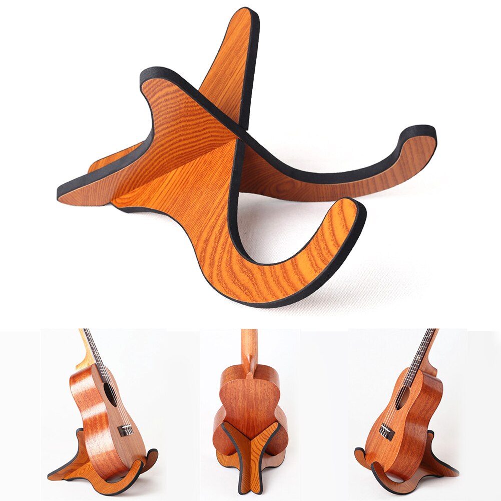 Sturdy Ukulele Musical Instrument Holder Stand Fold Wood Violin Elaborate