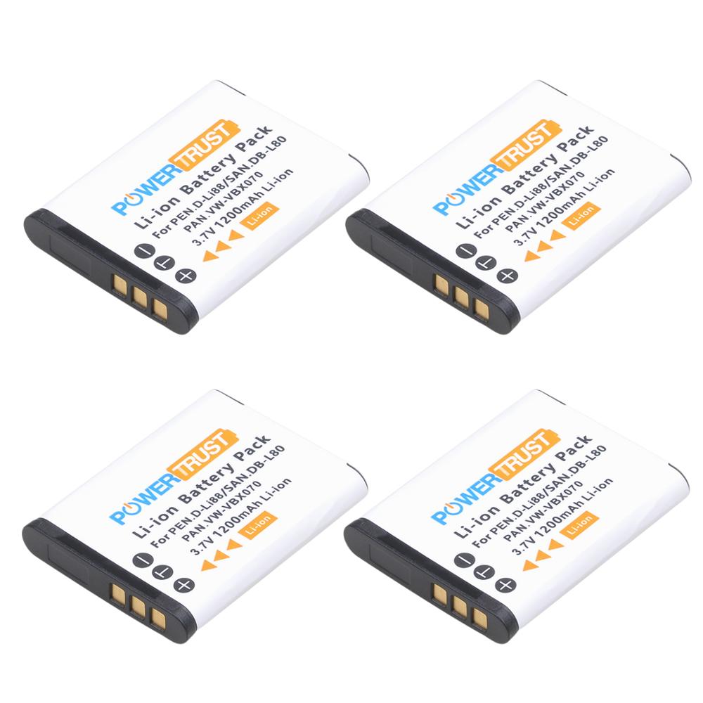 DB-L80 Battery / Digital Charger for Sanyo Xacti DMX-CG11, VPC-CG10 CG102 CG20 CS1 GH2 X1200, ICR-XPS01MF XPS03MF XRS120MF: 4x Battery