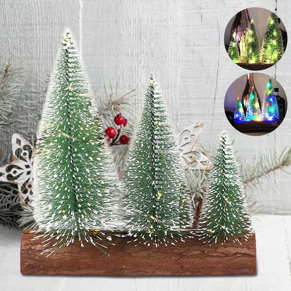 1Pc Mini Kerstboom Kleine Ceder Desktop Kerstboom Led Gloeiende Kerstboom Voor Jaar Woondecoratie