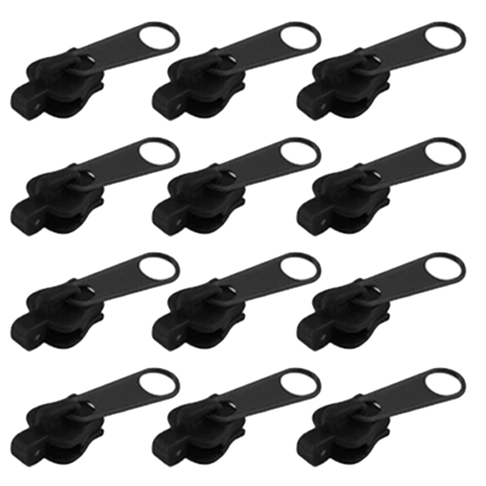 6/12Pcs Universal Fix Zipper Repair Kit Replacement Zip Slider Zippers Puller E2S: Black 12pcs