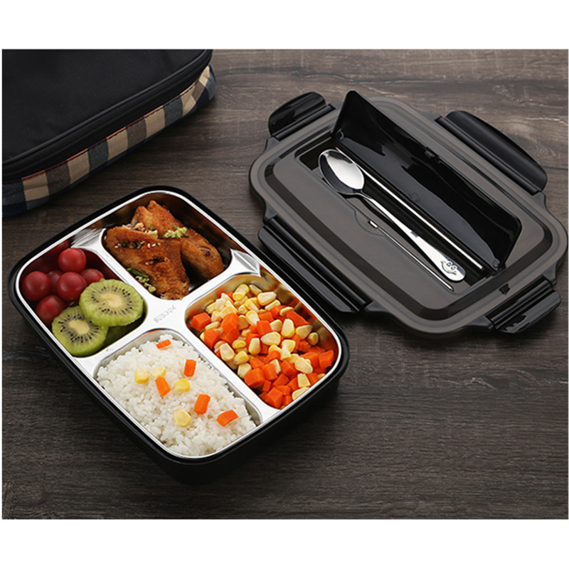 Edelstahl 304 Mittagessen Kasten Mit Löffel dicht Mittagessen Bento Boxen Geschirr einstellen Mikrowelle Erwachsene freundlicher Lebensmittel Container