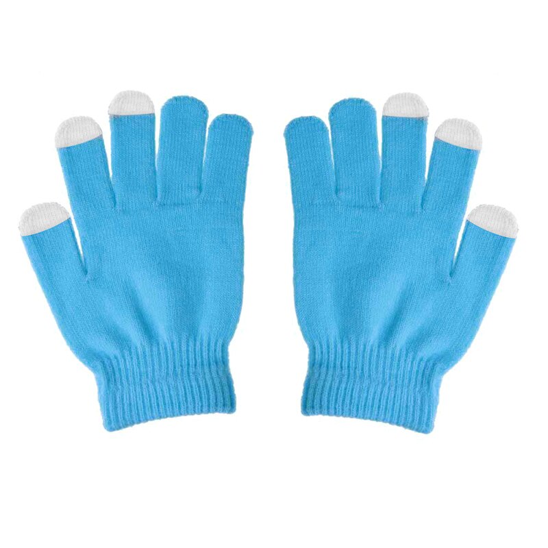Unisex vinter varm kapacitiv strik handsker håndvarmer til berøringsskærm smart telefon kvindelige handsker fingerløse handsker: Lyseblå