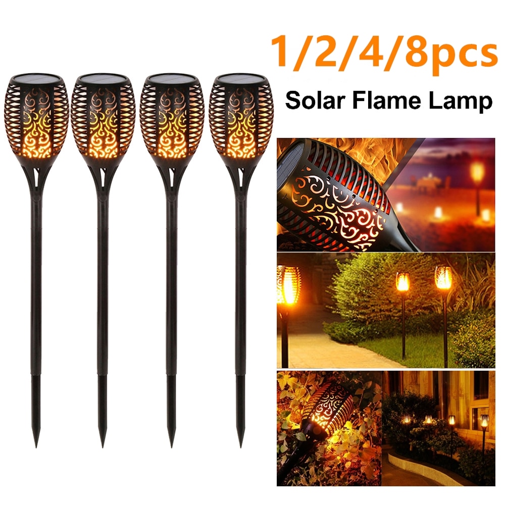 Led solar flamme fakkel lampe udendørs solar lamper til haveindretning lys flimrende lampe gårdhave balkon græsplæne sti spotlight
