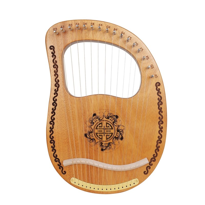 16-Tone Log Lyre Portable Musical Instrument Harp 16-Strings Solid Wood Veneer Lyre Stringed Instrument