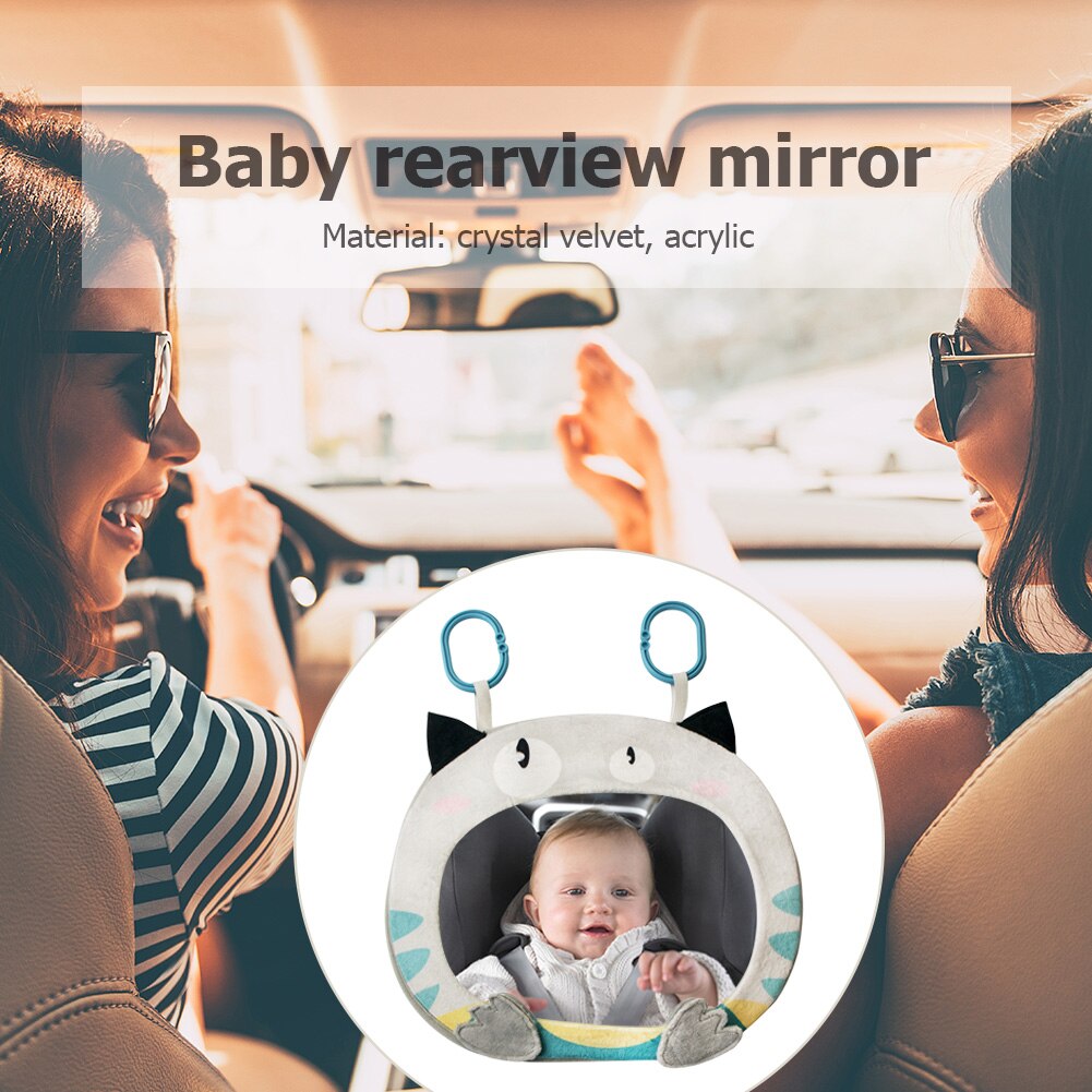 Baby sikkerhed vidvinkel bakspejl nakkestøtte tegneserie dyr bil interiør bagsæde spejl justerbar børnesikkerhedsmonitor
