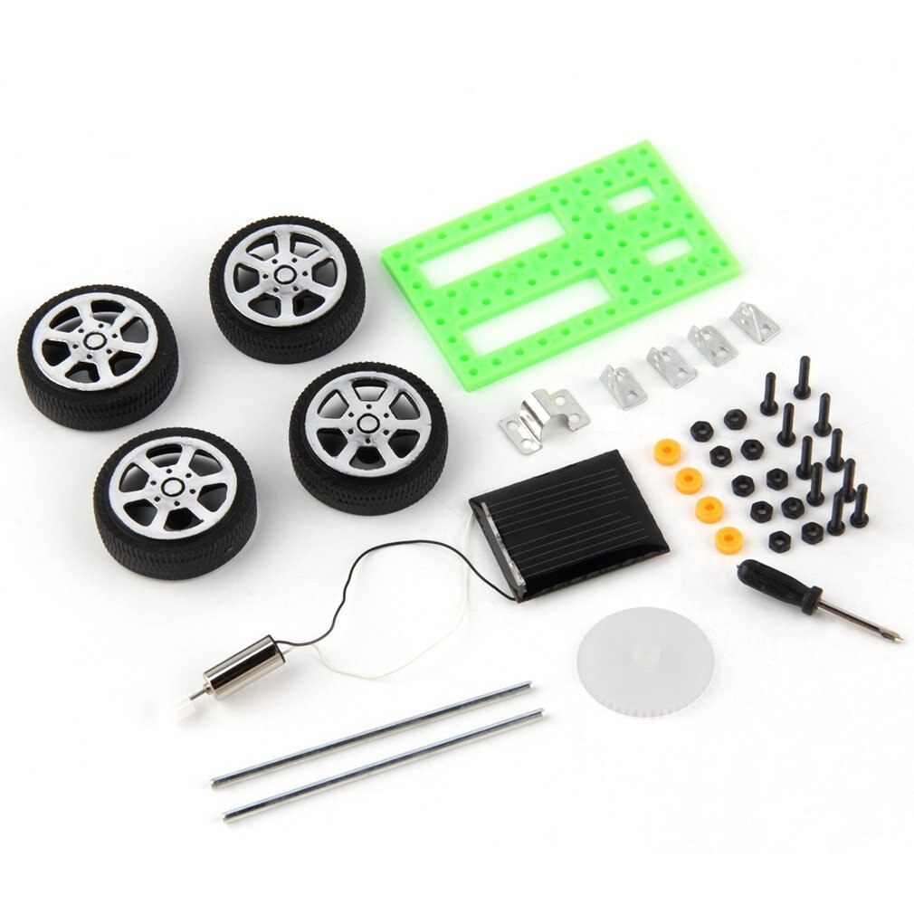 Mini Solar Powered Toy DIY Car Kit Children Educational Gadget Hobby Funny