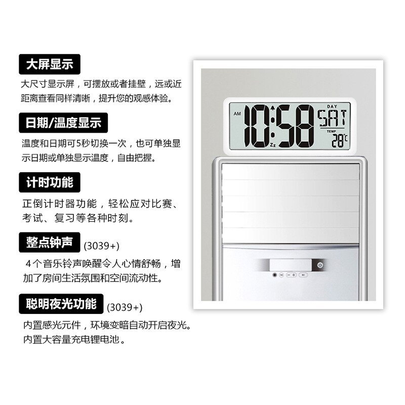 Extra Large Vision Digital Wall Clock Jumbo Alarm Clock 13.8" LCD Display Alarm Calendar Indoor Temperature Battery Powered