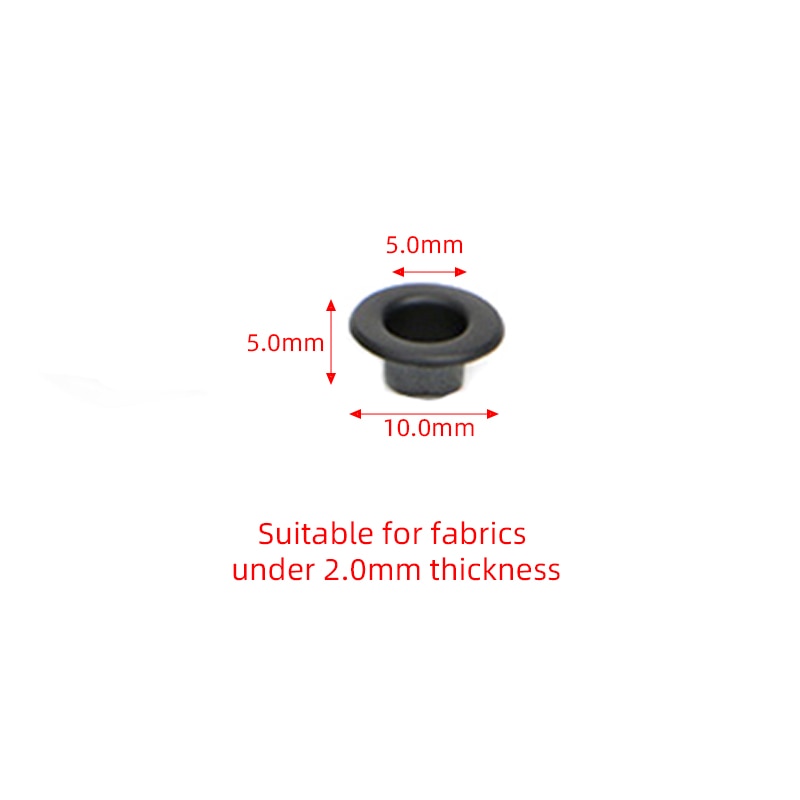 100 ensembles laque mat noir oeillets plat Type laiton oeillet pour maroquinerie chaussures sac toile robe vêtements accessoires oeillet: Inner Diameter 5.0mm