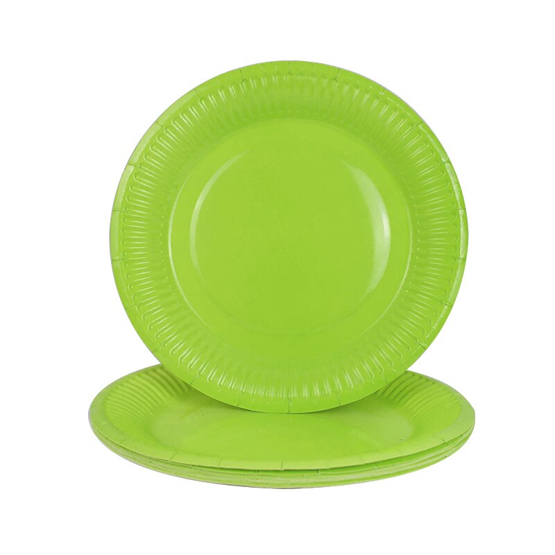 Vajilla desechable de colores, plato de papel para suministros de feliz cumpleaños de boda, bandeja para pastel de Baby Shower, plato desechable, 10 Uds.: B09-10Pcs