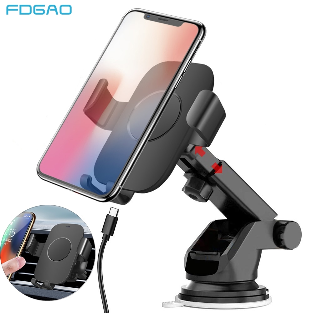 FDGAO 10W Caricabatteria Per Auto Senza Fili Automatico di Gravità Veloce di Ricarica Supporto Del Supporto Del Telefono per il iPhone 11 XS XR X 8 samsung S10 S9 Nota 10