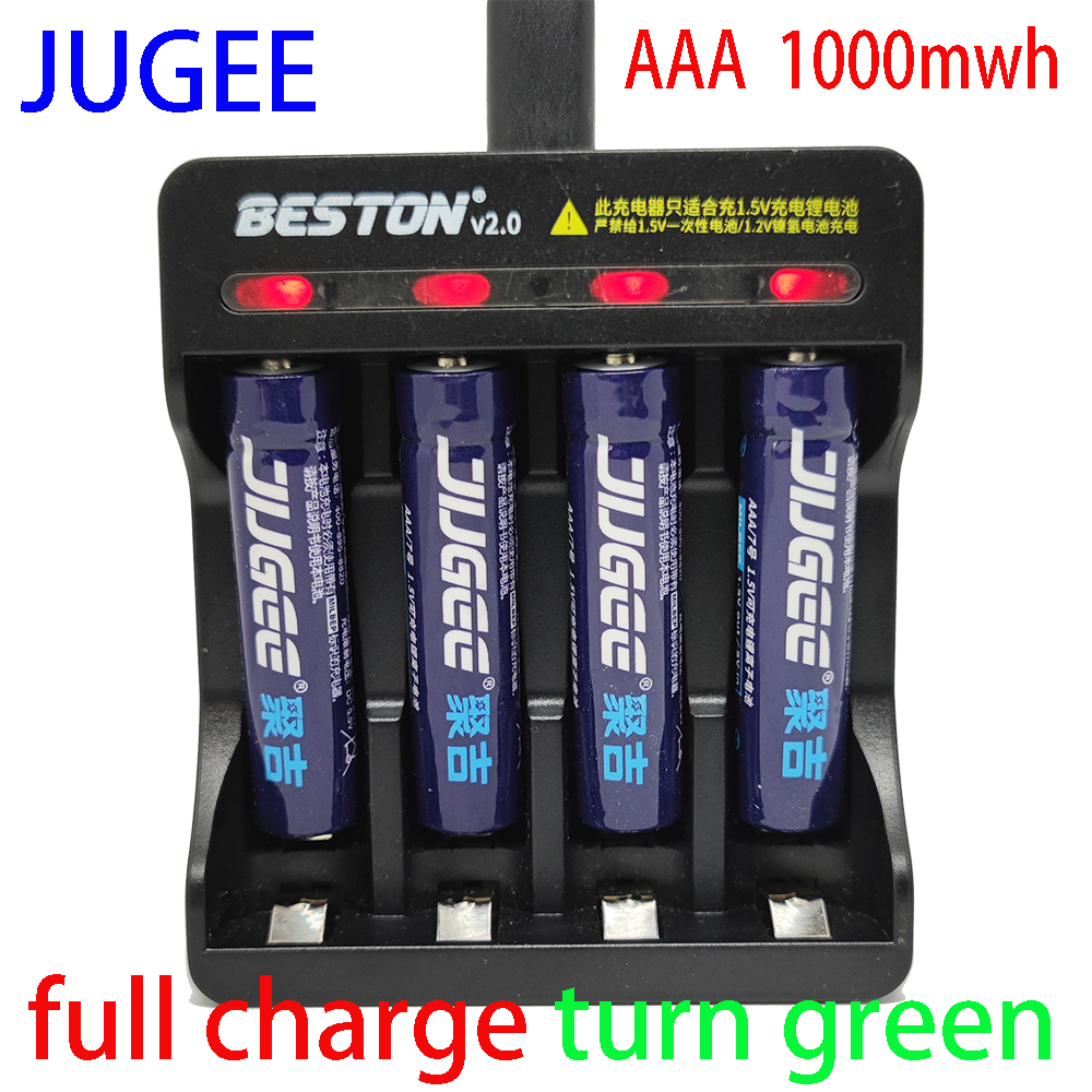 Jugee-Batería de polímero de litio recargable por usb, cargador AA y AAA, 1,5 v, 1000MWh